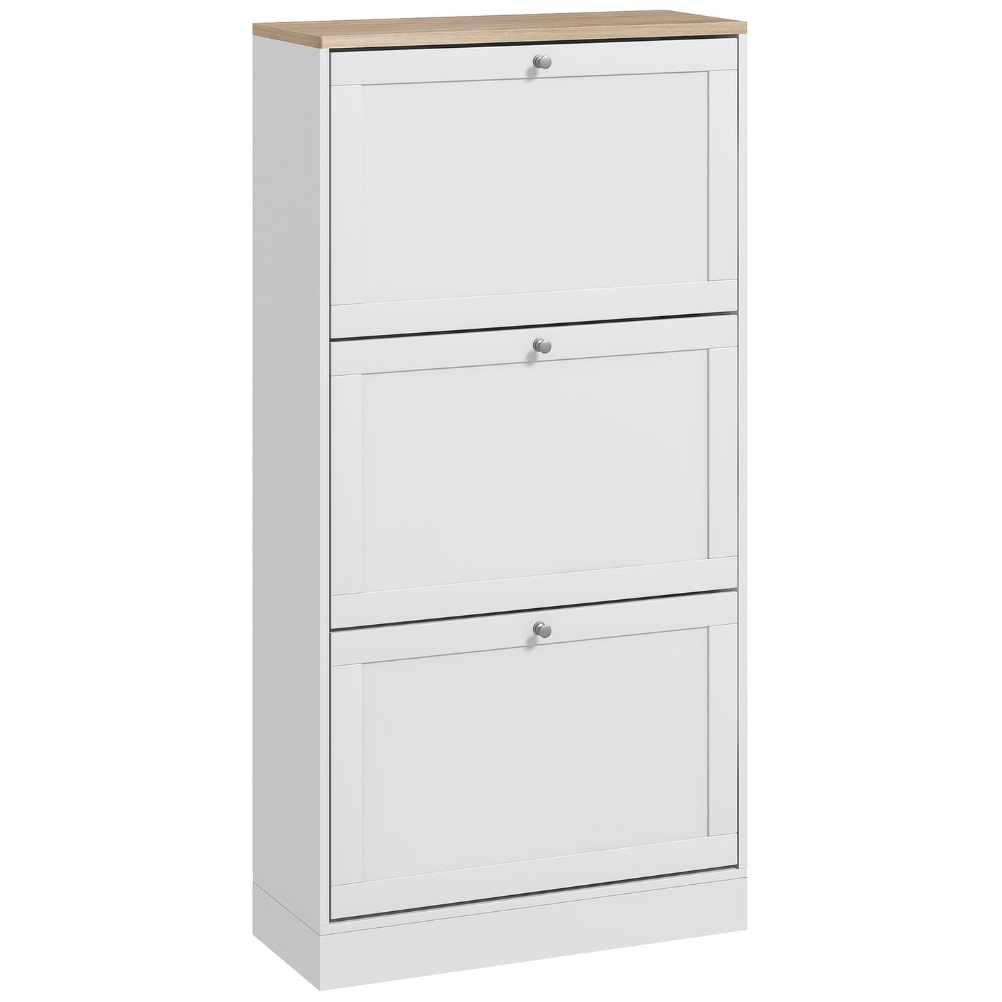 Lone Wooden White and Natural Compact 3 Drawer Shoe Cabinet