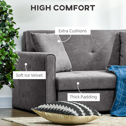 Lane Mili Snow Flannel Grey 2 Seater Sofa Bed With Built In Storage