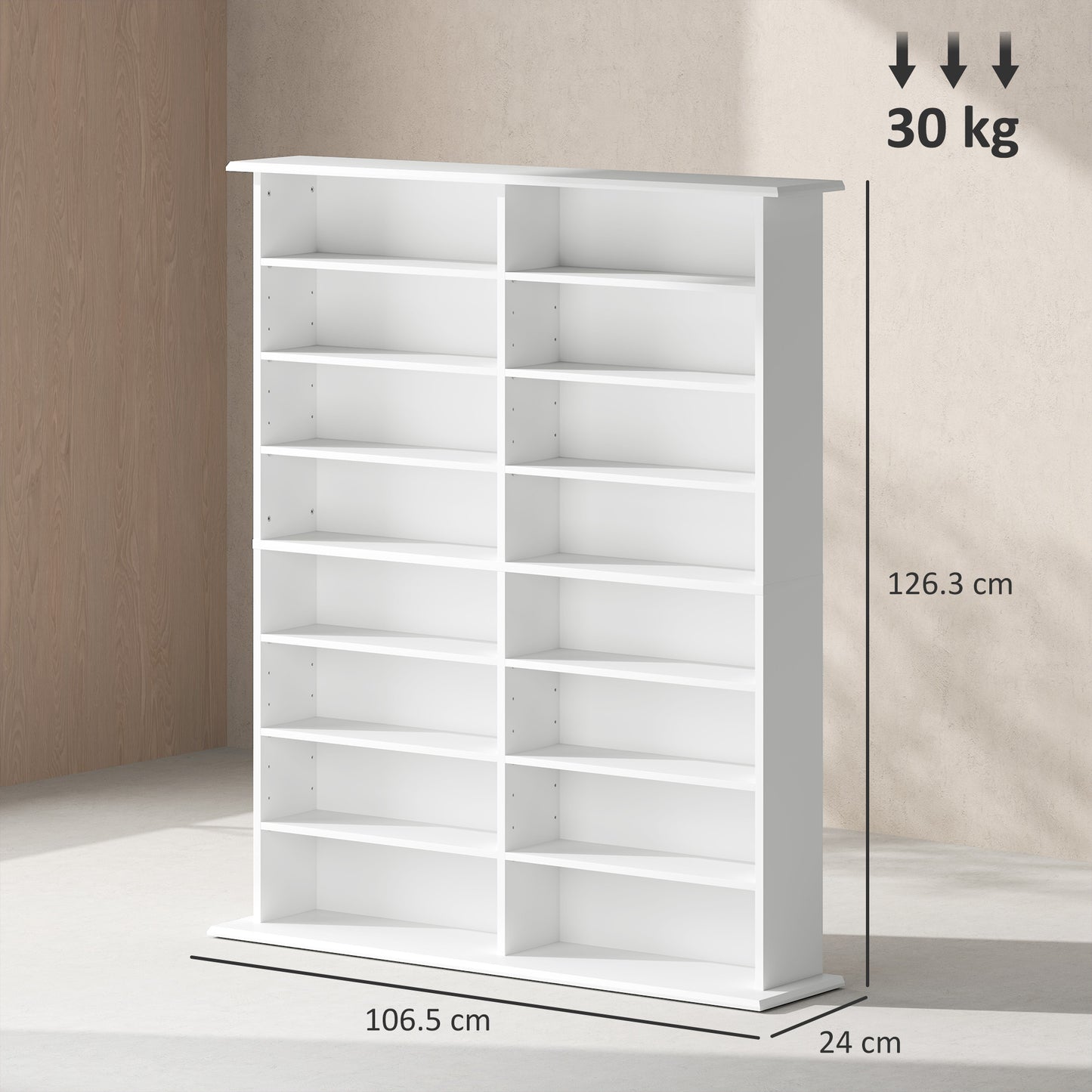 Nedoro Fasa Wood White 6teen Compartment Media Storage Shelf