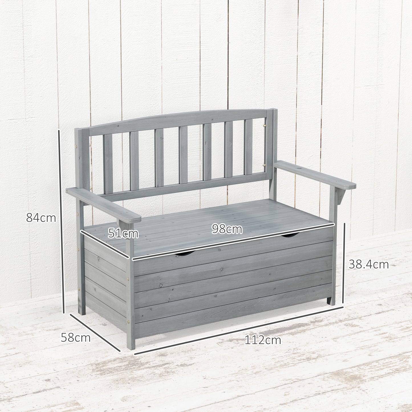 Cozicce Metal Grey 2 Seater Outdoor Storage Bench With Lift Up Seat