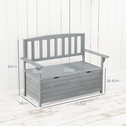 Cozicce Metal Grey 2 Seater Outdoor Storage Bench With Lift Up Seat