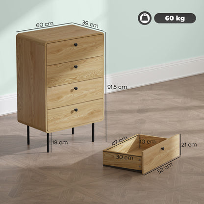 Elmira Wood Oak Finish 4 Drawer Modern Storage Chest