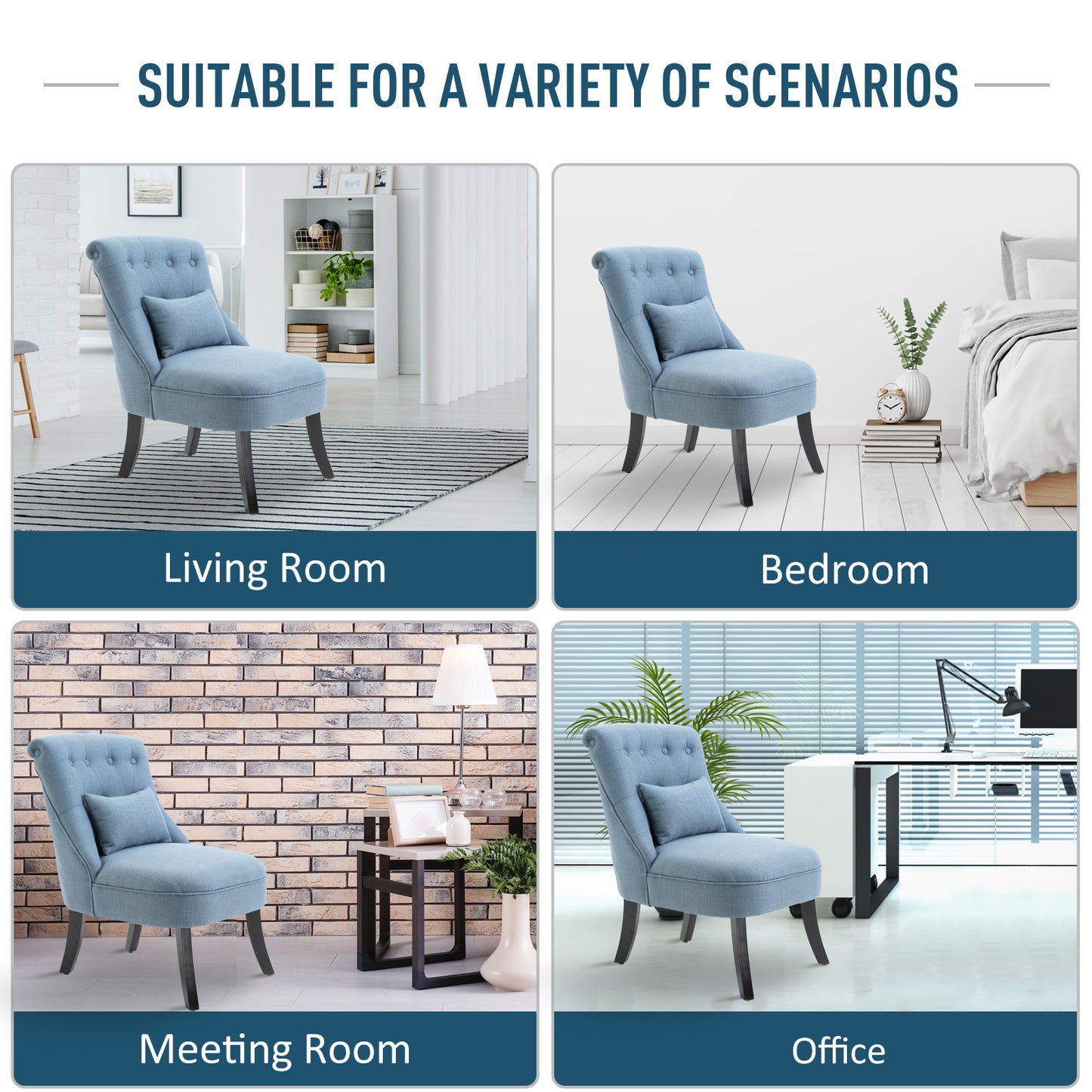 Sese Vera Fabric Blue Tub Style Accent Chair With Pillow And Solid Wood Legs