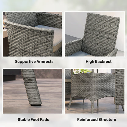 Noha Grey Rattan 4 Seater Outdoor Dining Set with Square Glass Table