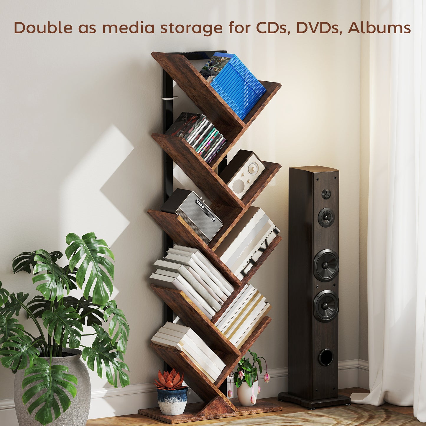 Varani Wood Wood Effect 8 Section Tree Style Bookcase