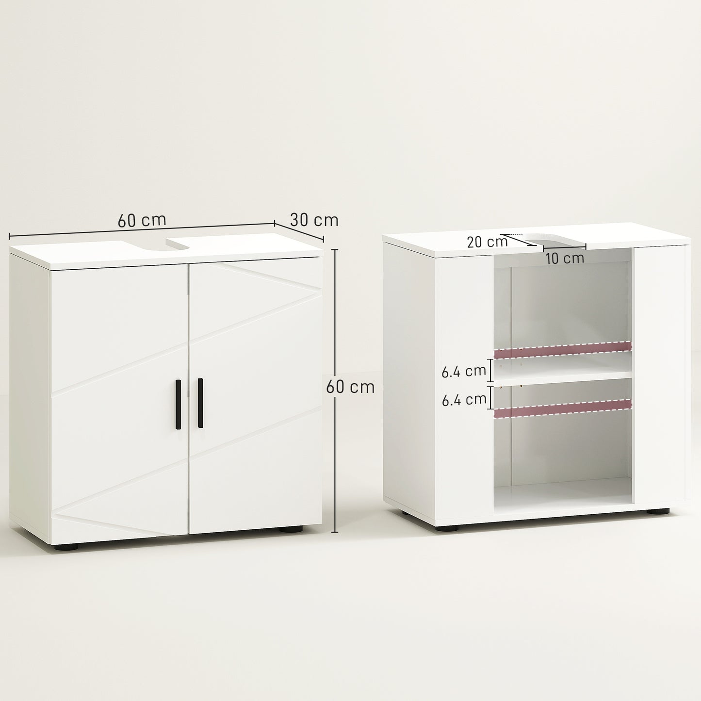 Badosu Luni Under Sink Bathroom Storage Cabinet With Internal Shelving White