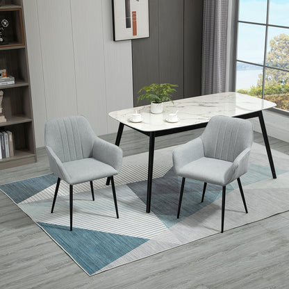 Mona Novi Set Of 2 Fabric Light Grey Dining Chairs With Metal Legs For Kitchen Or Dining