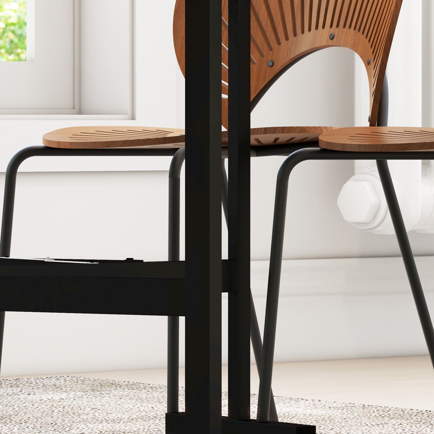 Ritodo Wooden Grey Marble Effect Mobile Drop Leaf Dining Table With Locking Castors