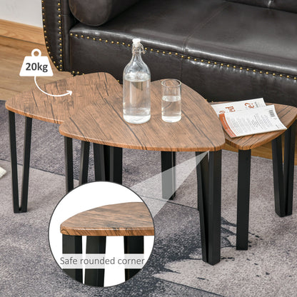 Coro Set Of 3 Triangle Nesting Coffee Tables Metal And Wood Walnut Finish