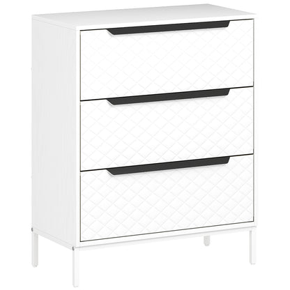 Kakara Metal White 3 Fabric Drawer Storage Dresser