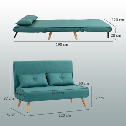 Baroma Tadi Linen Look Green 2 Seater Sofa Bed
