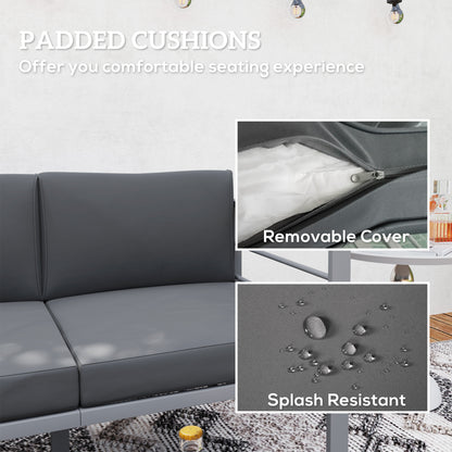 Nifano Aluminium Grey 2 Seater Outdoor Garden Sofa with Cushions