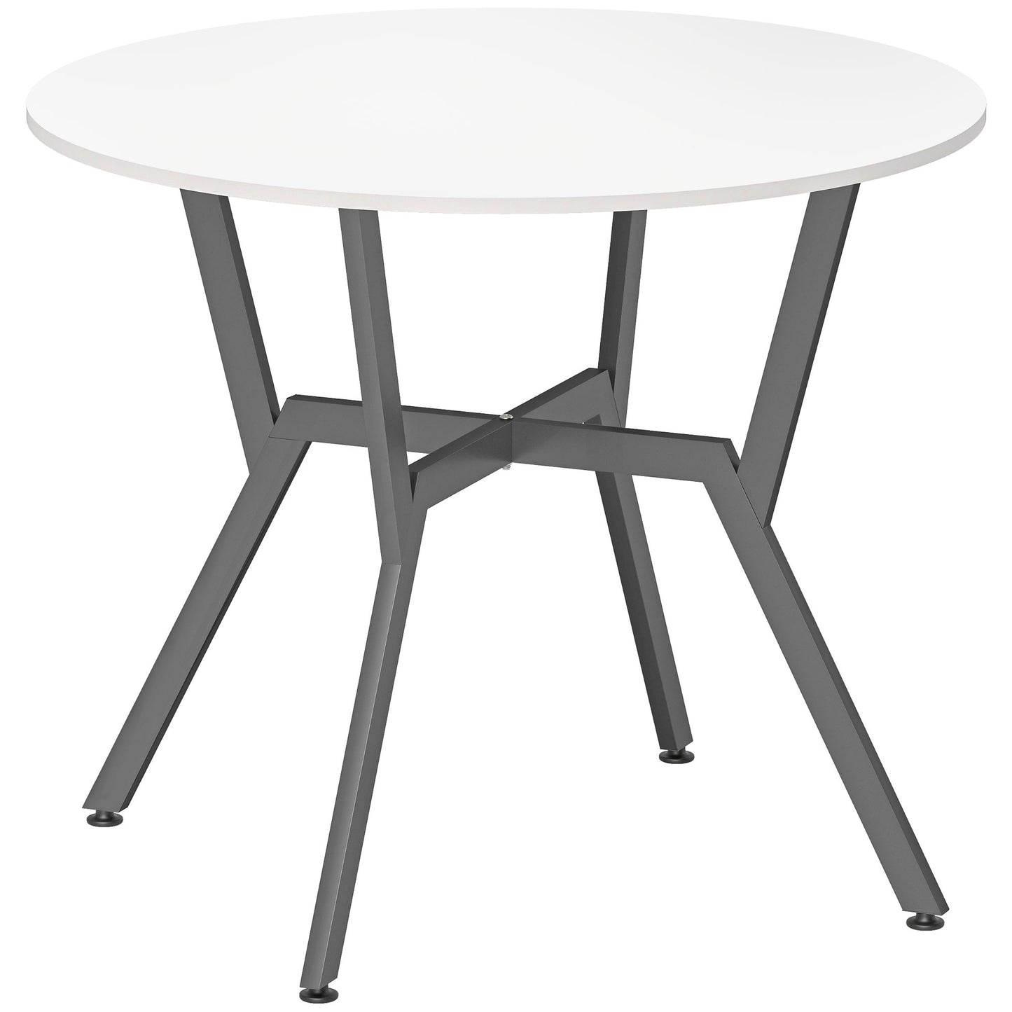 Terretti High Gloss White Round Dining Table With Black Metal Legs 90cm