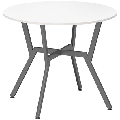 Terretti High Gloss White Round Dining Table With Black Metal Legs 90cm