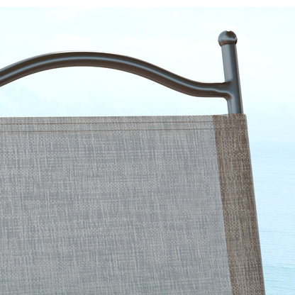 Hazivi Set Of 2 Cream Mesh and Brown Metal Folding Garden Chairs