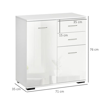 Lodino High Gloss White Sideboard With 2 Drawers 2 Doors And Adjustable Shelves