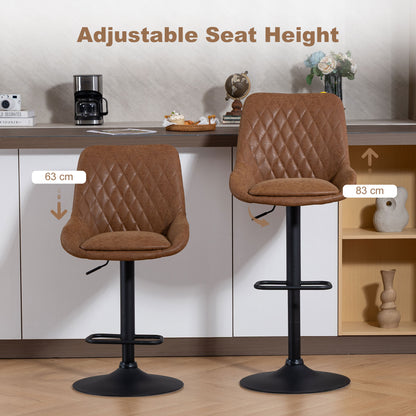 Elel Sake Set Of 2 Orange Faux Leather Retro Style Bar Stools