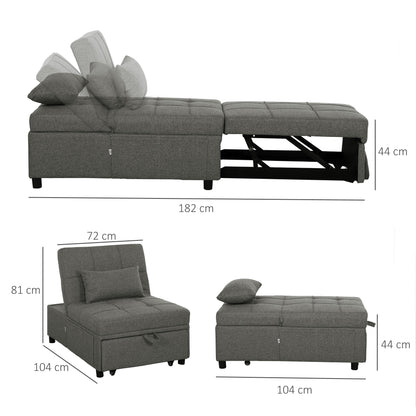 Lulusa Kela Fabric Dark Grey 4 In One Convertible Single Sleeper Chair