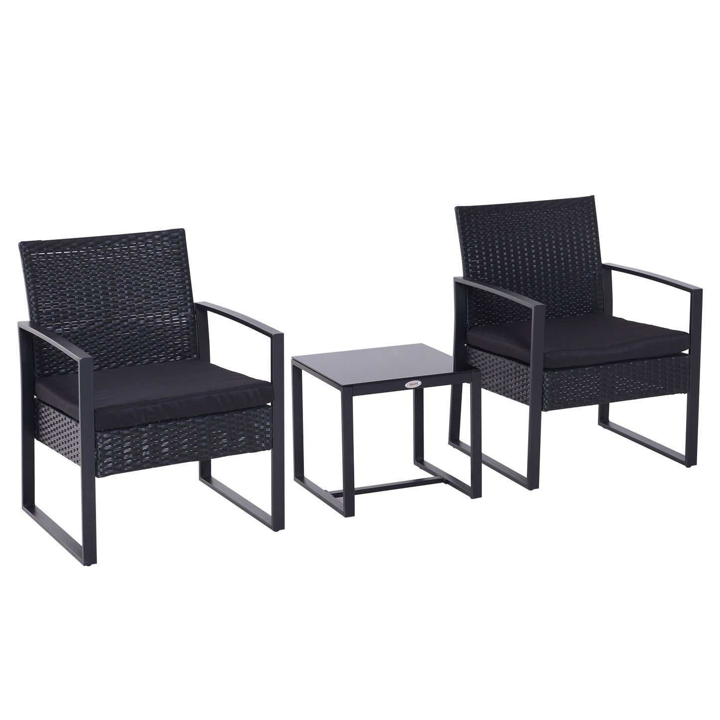Sofira Rattan Black 2 Seater Outdoor Coffee And Chair Bistro Set
