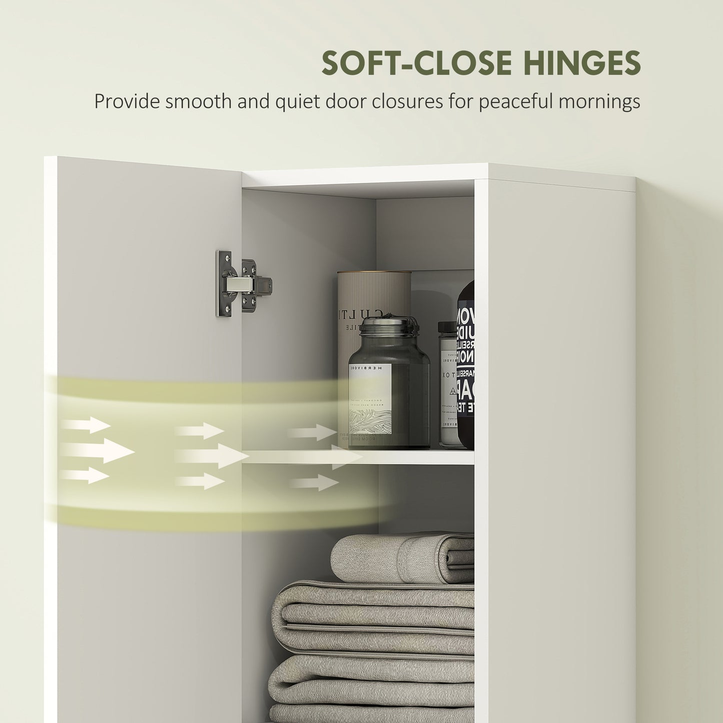 Larena Wall Mounted Slim Bathroom Storage Cabinet With Soft Close Hinges And Double Doors White