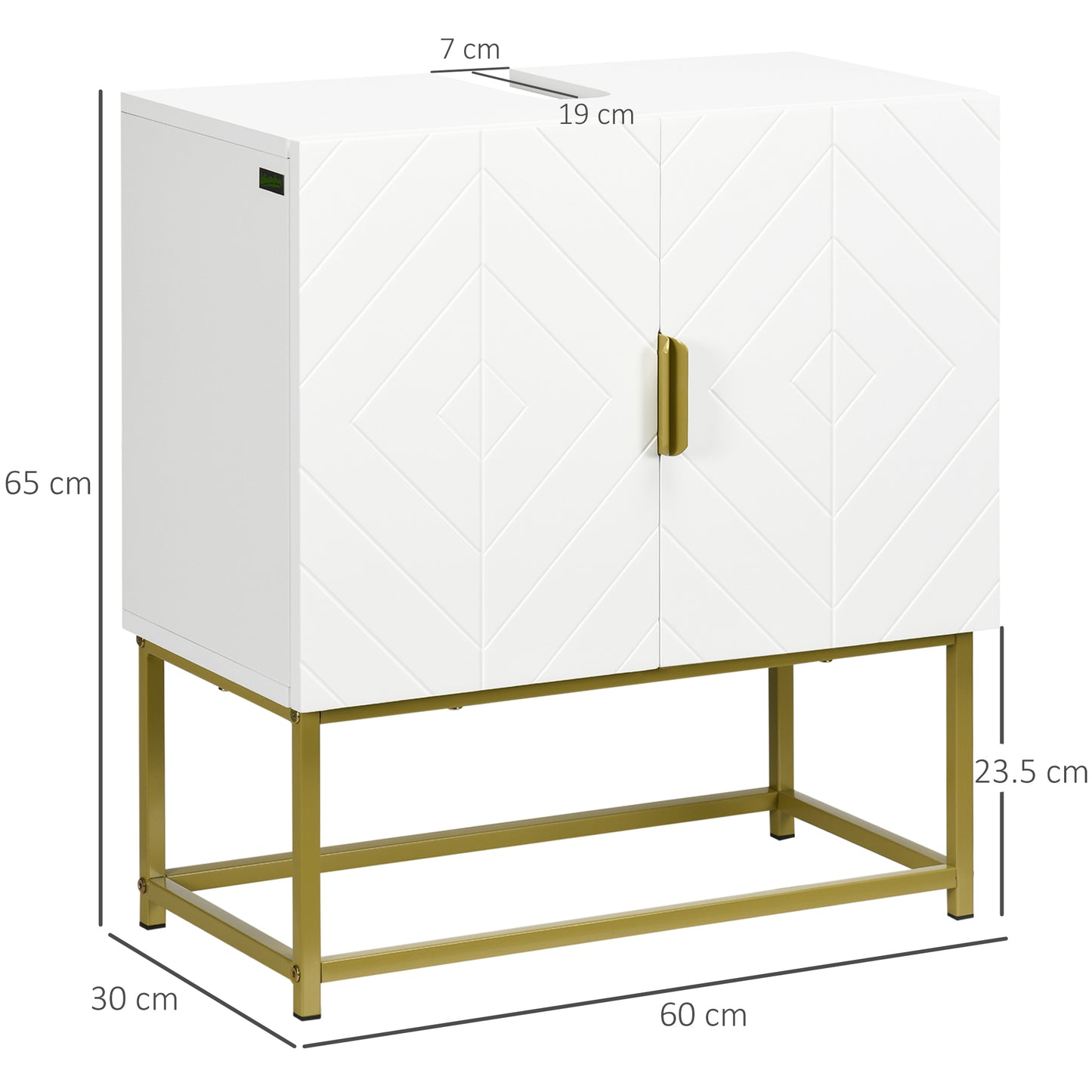 Fimiro Bathroom Mirror Storage Cabinet With Under Sink Cupboard And Gold Tone Legs
