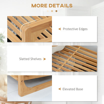 Naveha Natural Bamboo 3 Tier Shoe Rack With Slatted Shelves For 9 Pairs