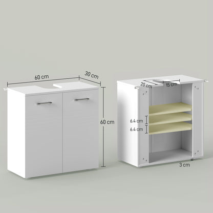 Letake Vaka High Gloss White Under Sink Vanity Cupboard With Adjustable Internal Shelving