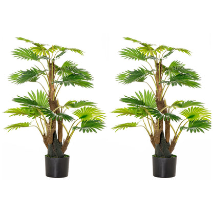 Halu Leve Pair Of Artificial Palm Style Trees In Pots H8 135cm