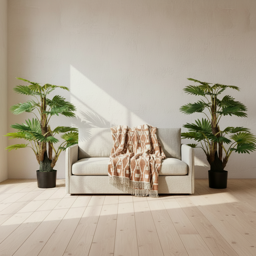 Halu Leve Pair Of Artificial Palm Style Trees In Pots H8 135cm