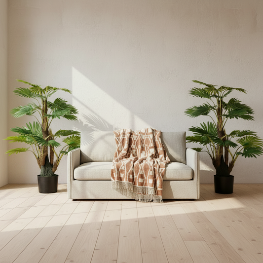 Halu Leve Pair Of Artificial Palm Style Trees In Pots H8 135cm