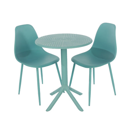 Yozgat Sky Blue Outdoor 3 Piece Cala Bistro Table And 2 Chair Set