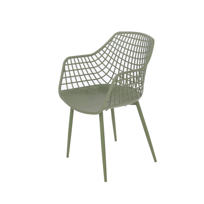 Cesme Moss Green Outdoor 3 Piece Lattice Bistro Table And 2 Armchair Set