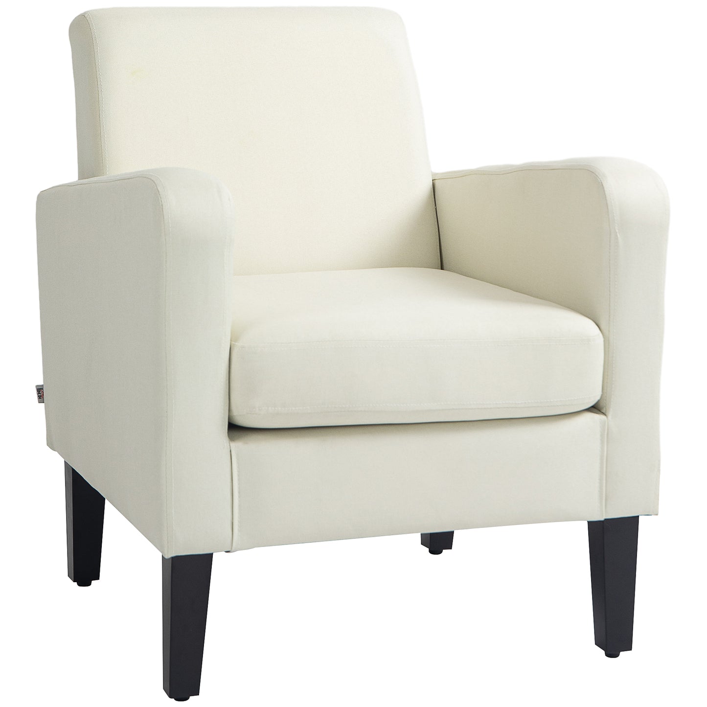 Venena Cream Fabric Upholstered White Accent Chair With Black Wooden Legs