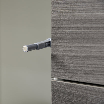 Luel High Gloss White and Grey Wood Effect Compact Sideboard With Push Open Drawer and 2 Doors
