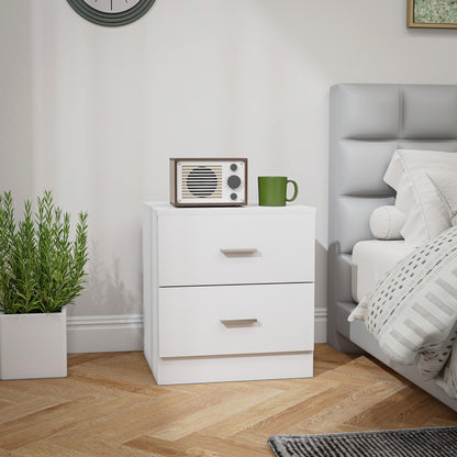 Kefa Yoka White Modern Bedside Table With 2 Drawer Storage