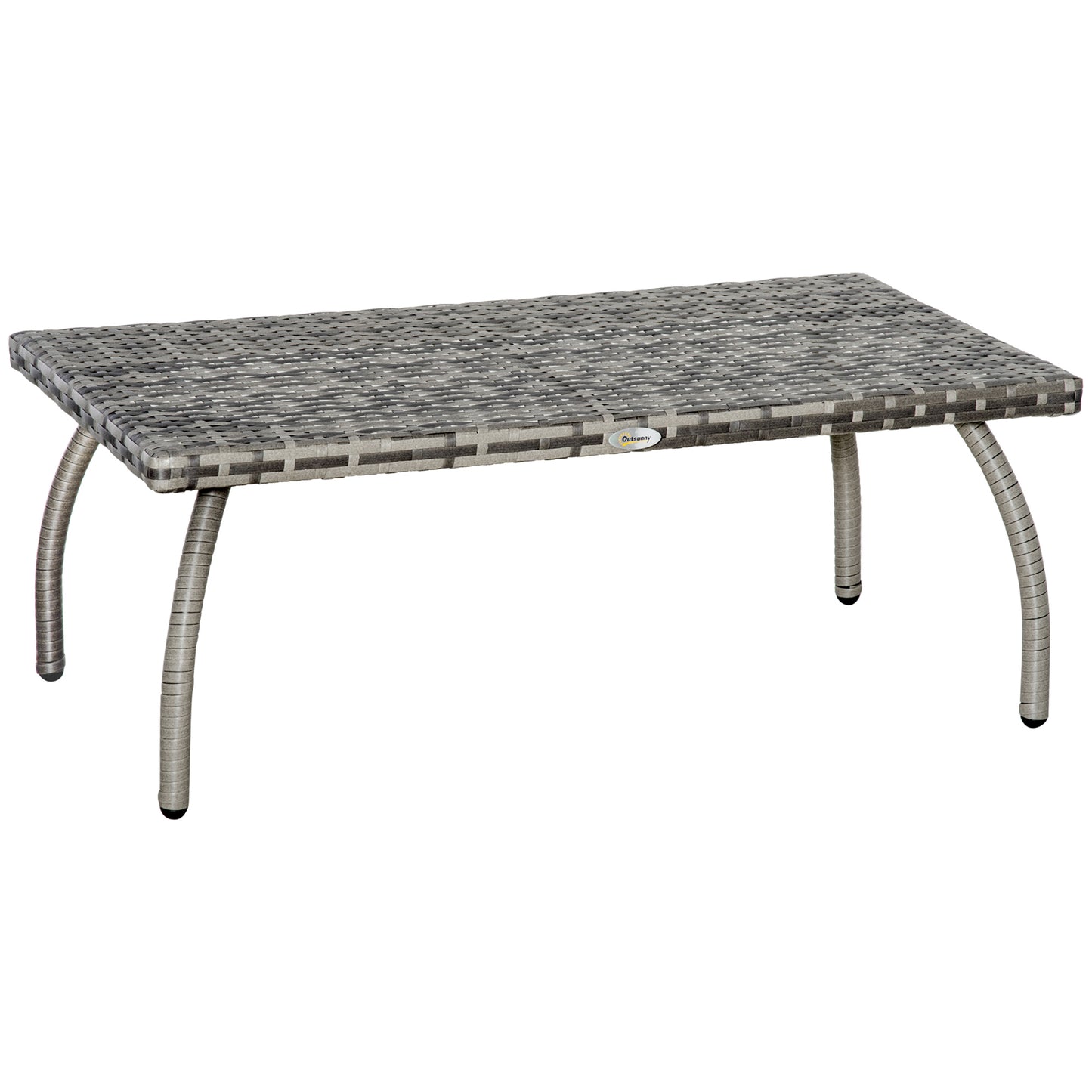 Kedo Grey Rattan Rectangle Outdoor Coffee Table With Woven Finish