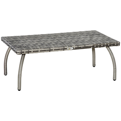 Kedo Grey Rattan Rectangle Outdoor Coffee Table With Woven Finish
