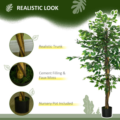Larane Artificial Ficus Style Tree With Stabilised Pot Base In Green
