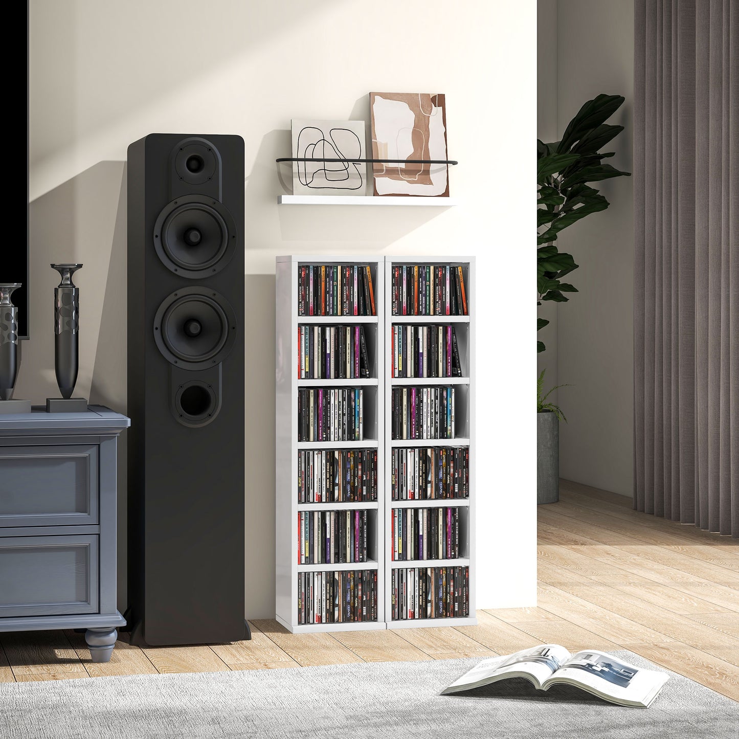 Lora Fana High Gloss White Set Of 2 CD Storage Units With 102 Disc Capacity