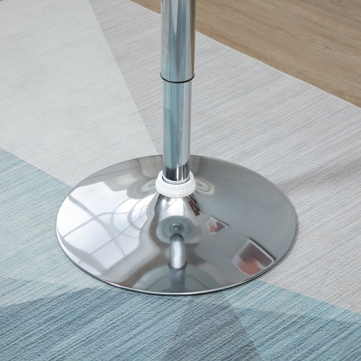 Nisapa Metal White Adjustable Round Bar Table With Swivel Top And Steel Base