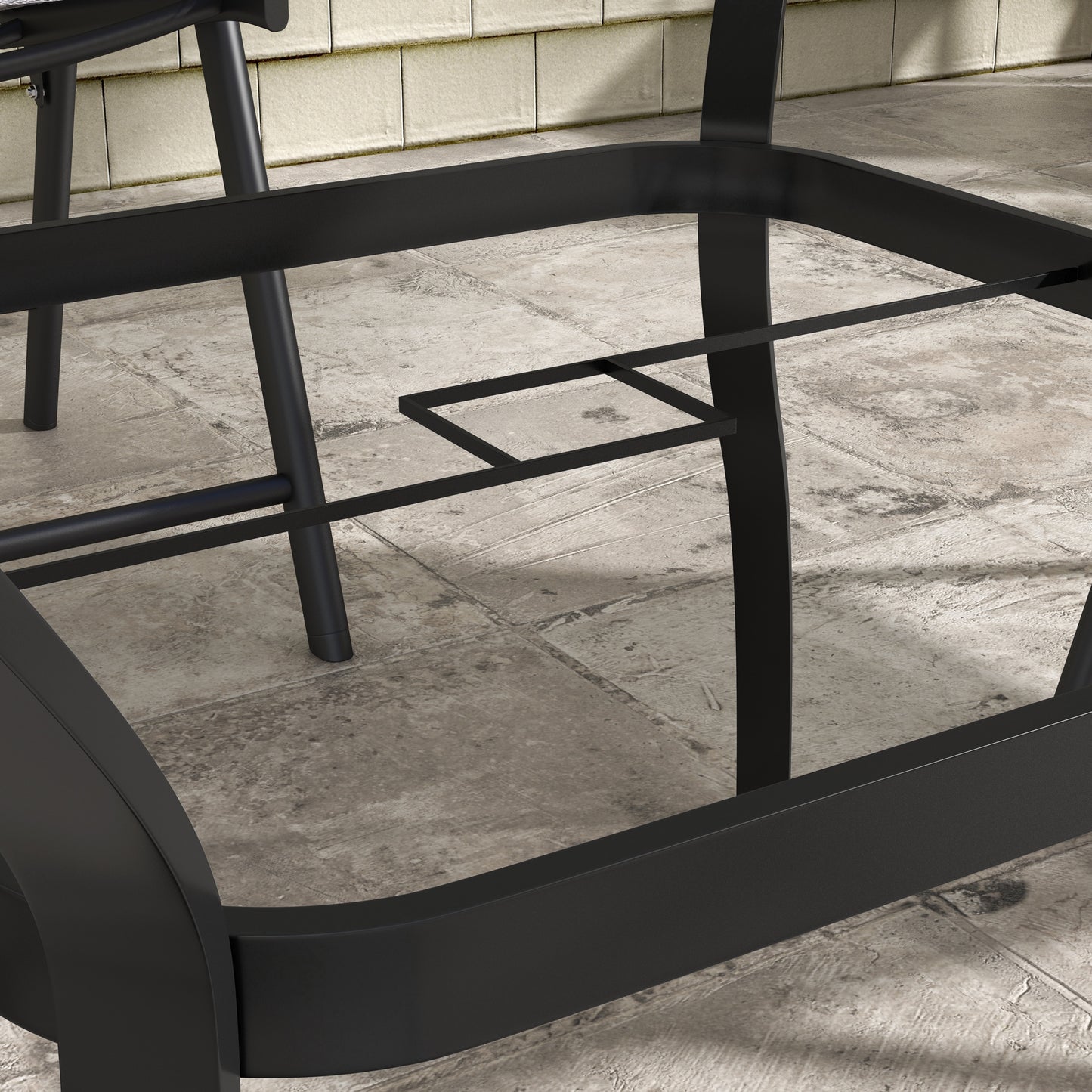 Coel Steel Grey And Black 4 Seater Garden Table With Parasol Hole