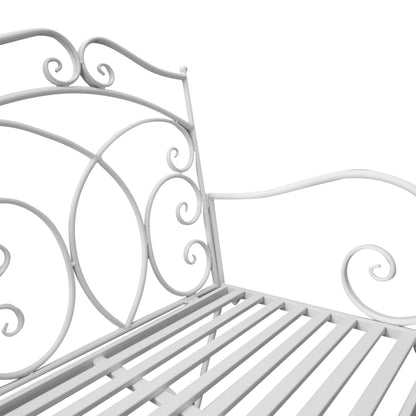 Yomino Steel White 2 Seater Outdoor Rocking Garden Bench With Decorative Backrest