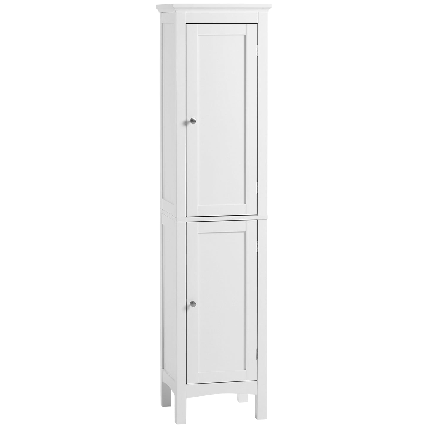 Slim Tall Bathroom Storage Cabinet With Adjustable Shelves And Double Doors White