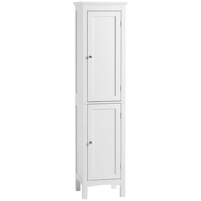 Barila 160cm Slim Tall Bathroom Storage Cabinet With Adjustable Shelves And Double Doors White