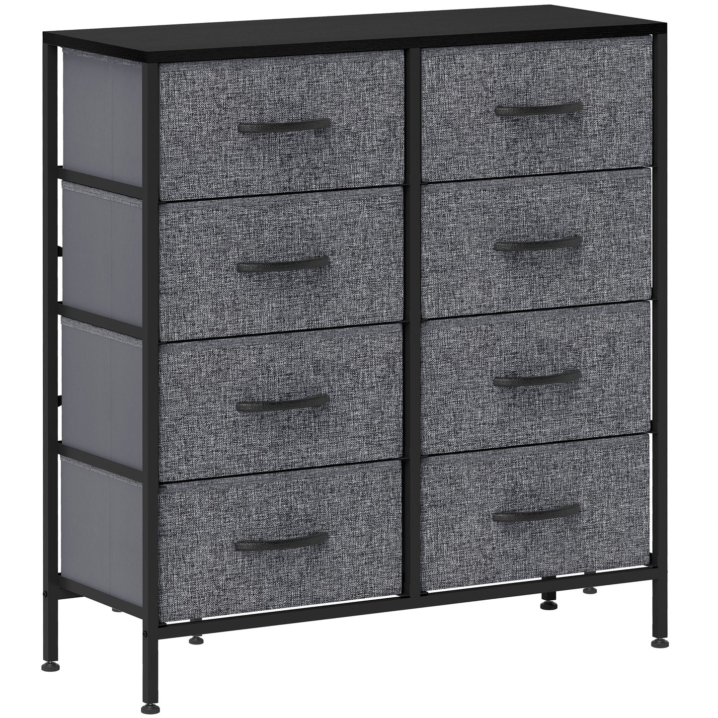Sarofi Metal And Fabric Black 8 Drawer Industrial Storage Dresser With Steel Frame