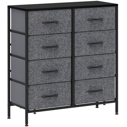 Sarofi Metal And Fabric Black 8 Drawer Industrial Storage Dresser With Steel Frame