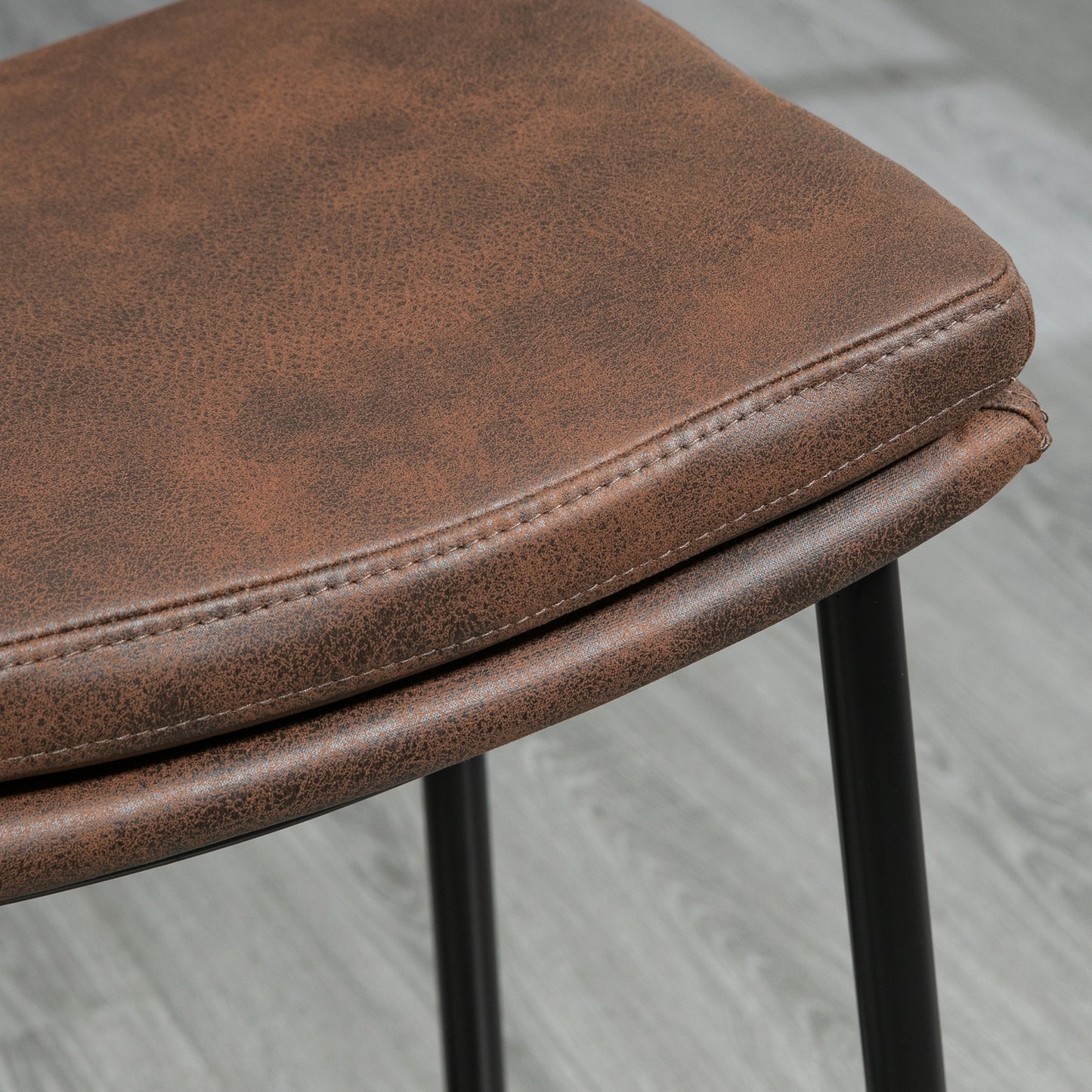 Noveha Microfiber Brown Industrial Breakfast Bar Stools Set Of 2 With Curved Seat