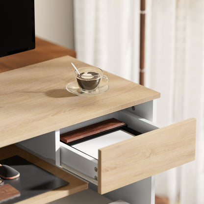 Nosadi 100cm Oak Finish Compact Desk With Keyboard Tray And Drawer Storage