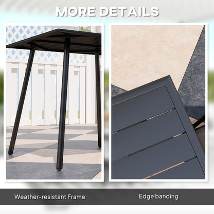 Nanodor Steel Black Square Outdoor Dining Table With Slatted Top For 4