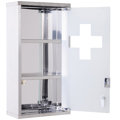 Mimo Vimi Wall Mounted Stainless Steel Medicine Cabinet With Lockable Glass Door